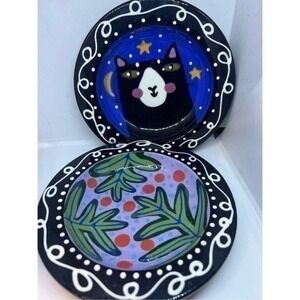 Bloom Art Pottery 2005 Two Small 7" Round Trays/dishes For Desk or Jewelry